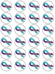 24 X PER CUT SUICIDE AWARENESS NOVELTY WAFER/RICE PAPER CUP CAKE TOPPERS - Picture 1 of 1