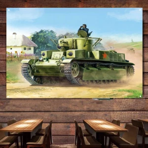 Soviet Medium Tank T-28 Wall Art Banners Armored Military Poster Home Decor Flag - Picture 1 of 6