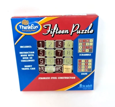 VINTAGE Thinkfun Fifteen Puzzle Steel Construction Handy Case Instruction Book - Image 1 of 2