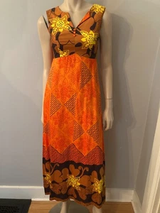 Vintage  MALIHINI HAWAII Designer Collection Maxi Dress Sm - Picture 1 of 9