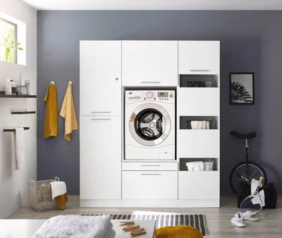 Mobile lavatrice asciugatrice armadio lavanderia 167 cm bianco Clara Respkta - Immagine 1 di 4