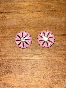 Vintage Pink Rhinestone Earrings Retro Pink Ball Bold Large Chunky Clip On - Picture 1 of 5