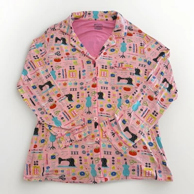 Nick & Nora Pajama 2 Pc Set-Large-Pink Sewing Seamstress-PJs Modal-Lounge-Soft - Image 1 of 4