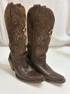 Cold River Women’s Western Brown Embriodered Leather Cowboy Boots Size 7.5 - Picture 1 of 16