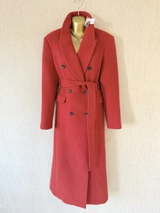 Exquisite Karen Millen New Red Wool Belted Investment Maxi Coat UK10 Stunning - Picture 1 of 8