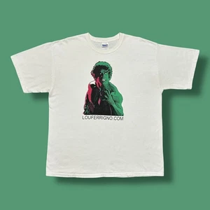 Vtg Comic Book Art Shirt y2k Graphic Tee Lou Ferrigno White XL - Picture 1 of 9