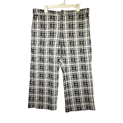 🖤🤍 Pantalones Michael Kors de pierna ancha a cuadros blancos y negros - XL 🤍🖤 Foto 1 de 4