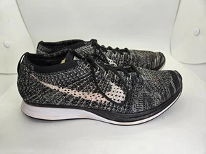 Nike Flyknit Racer 2.0 Shoes Mens 8.5 Black White Oreo Running Athletic Sneakers - Picture 1 of 8
