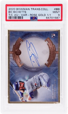 2020 Bowman Transcendent Bo Bichette Auto Horizontal VAR Rose Gold 1/1 PSA 9 - Image 1 of 2