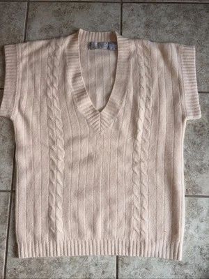 Suéter Vintage Evan Picone Lana de Cordero Talla M Costilla Cuello en V Chaleco Cottagecore -Rosa Foto 1 de 4