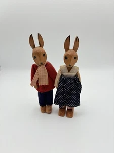 Lotte Sievers Hahn Wooden Dolls Hand-Carved Bunny Rabbit Vintage Easter Spring - Picture 1 of 7
