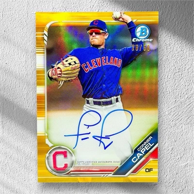 🔥CONNER CAPEL 2019 BOWMAN CHROME GOLD REFRACTOR AUTO SSP 36/50‼️ - Image 1 of 3