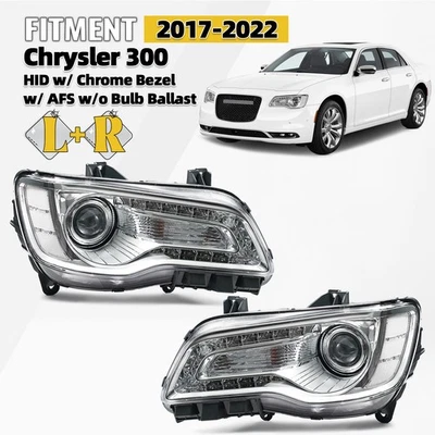 For 2017-2022 Chrysler 300 HID Headlight w/ Chrome Bezel w/ AFS Left+Right Pair Foto 1 de 4