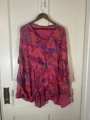 Свежие продукты цветочный туника блузка женский размер 3 X розовый тропический яркий цветной - Изображение 1 из 4