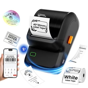 Label Maker-Barcode Label Printer, Bluetooth Label Maker Machine with Tapes f... - Picture 1 of 9