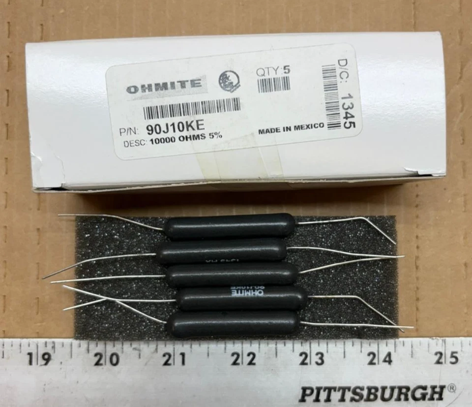 (5 per Box) Ohmite Resistor Wirewound 10000 OHMS 5 D/C 1345 pn 90J10KE