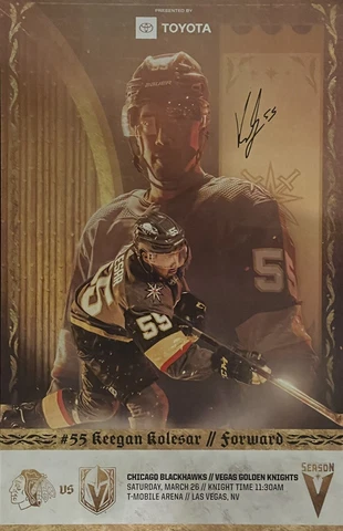 Vegas Golden Knights vs Chicago Blackhawks 3/26/22 Signed Kolesar Poster Cover