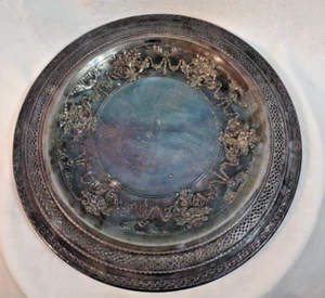 International Silver Company Large Silverplate Tray Ornate Round 15" - Picture 1 of 7