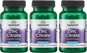 3 Pack Premium ZINC Citrate 30mg 180Caps (3x60) Immune Health Optimum Absorption - Picture 1 of 5