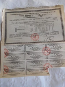 Vintage Aktienzertifikat Aktienanleihen Quittung Schuld 1914 Kaiserreich Osmanisch 1933 - Bild 1 von 3