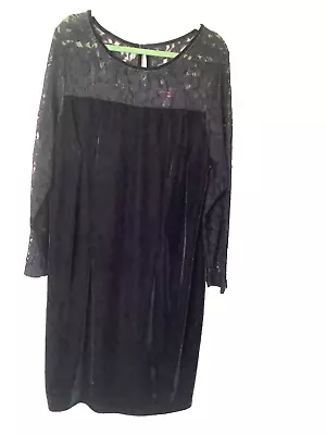 JESSICA LONDON WOMAN  SIZE 18 BLACK VELOUR LACE SHIFT DRESS  SPECIAL EVENT - Image 1 of 4