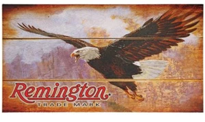 REMINGTON EAGLE WOOD SIGN BALD AMERICAN JUVENILE WALL PLAQUE WOODEN AMMO - Picture 1 of 1