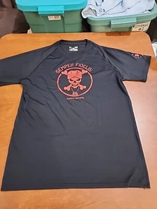 Under Armour Semper Fidelis Marines Men's SMALL Black Heatgear Shirt EUC. SB5 - Picture 1 of 9