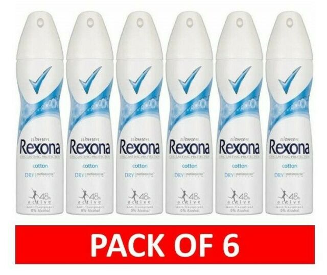 Rexona Women Cotton Dry Antitranspirant Antiperspirant Spray Deodorant  200ml (Pack of 6)