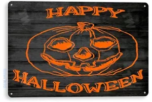 Letrero rústico de Halloween de vacaciones calabaza calabaza decoración letrero de lata B438 - Imagen 1 de 3