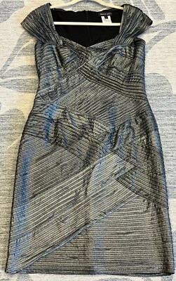 Tadashi Shoji Pewter Silver Metallic Sleeveless Sheath Dress Women’s Size L - Image 1 of 4