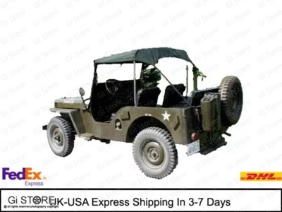 Top de bikini de lona estilo tradicional negro aplastado para Jeep Willys - CJ 2A CJ3A MB Foto 1 de 4