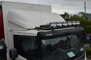 Roof Bar A+LED+Jumbo LED Spots x4+Clear Beacon To Fit Volvo FE 2006-2013 - BLACK - Picture 1 of 7