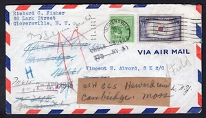 USA Gloversville NY 1945 Cover Sailor. Navy. Multiple Forwards - Picture 1 of 2