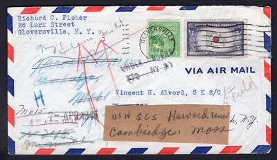 USA Gloversville NY 1945 Cover Sailor. Navy. Multiple Forwards - Image 1 of 2