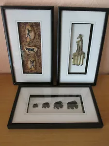 3 Wandbilder Afrika Bilder afrikanische Motive 3D Tierfiguren Giraffen Elefanten - Bild 1 von 7