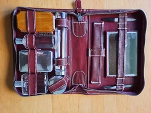 Herren Reise Necessaire Rindsleder,Glas ca. 40iger - 50iger Jahre Vintage - Bild 1 von 4