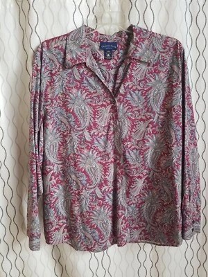 CHARTER CLUB Women Lightweight Comfy Cotton Blouse Red Multi Paisley Plus 24W - Image 1 of 4