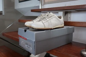 PRADA WHITE LEATHER SNEAKERS SHOES CALZATURE UOMO ART 4E0704- SIZE 6 - EUC - Picture 1 of 9