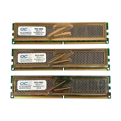 Arbeitsspeicher RAM 3GB OCZ 3x 1GB PC2 6400 DDR2 2x 5-5-5-12 + 1x 5-5-5 Gold Ed. - Bild 1 von 4