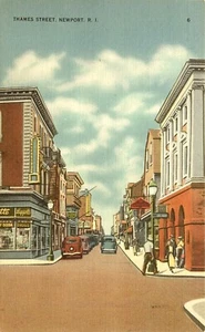 RARERE STRASSENSZENE, NEWPORT, RHODE ISLAND, ALTE POSTKARTE - Bild 1 von 2