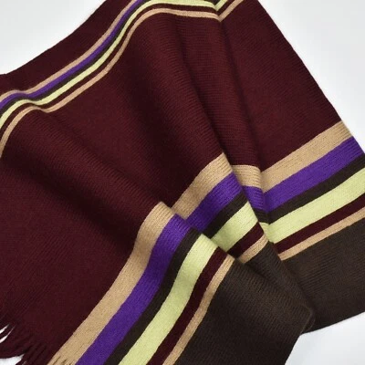 PAUL SMITH Para Hombre Bufanda Rectangular Rayas LANA MARRÓN BORGOÑA Alemania 14" x 50" Foto 1 de 4