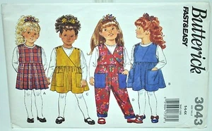 Girls School Jumper Dress Jumpsuit Sewing Pattern 3043 Size 5 6 6x Butterick - Picture 1 of 3