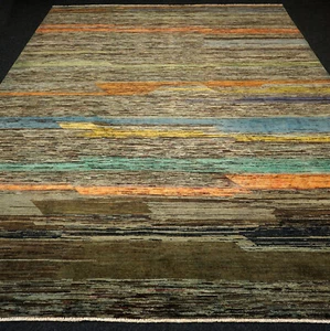 Designer Orient Teppich 355 x 270 cm Ziegler Zigler Streifen Muster Handgeknüpft - Bild 1 von 12