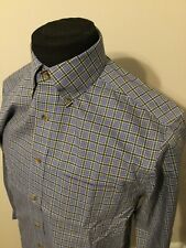 LL Bean Men's Small Regular Blue Checkered Weekend Soft button front Shirt NWOT