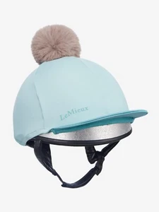 LeMieux Pom Hat Silk - Aqua/Lagoon | One Size, Four Way Stretch, Contrast Peak - Picture 1 of 4