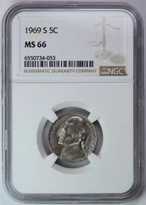 1969-S NGC MS 66 United States / American 5c Jefferson Nickel - Picture 1 of 2