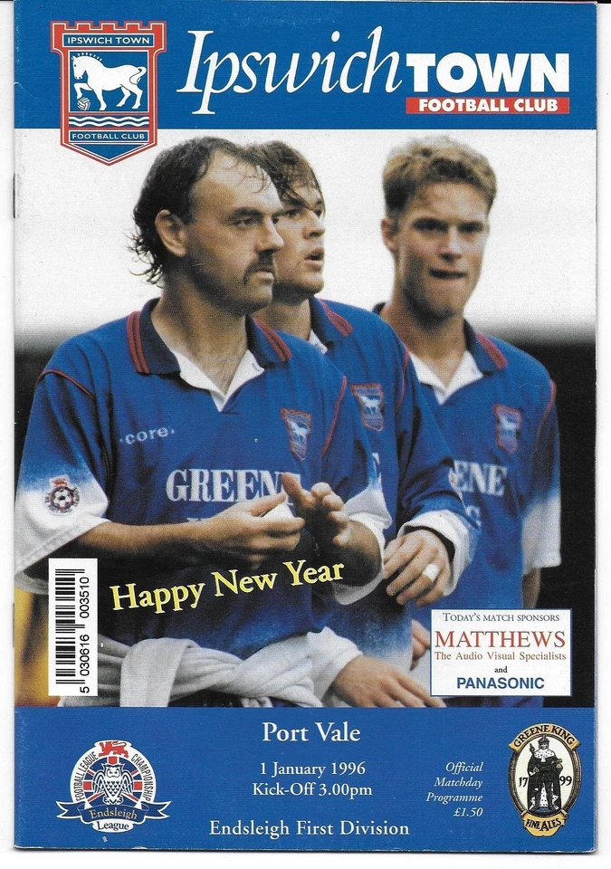 Football Programme>IPSWICH TOWN v PORT VALE Jan 1996 - Image 1 of 1