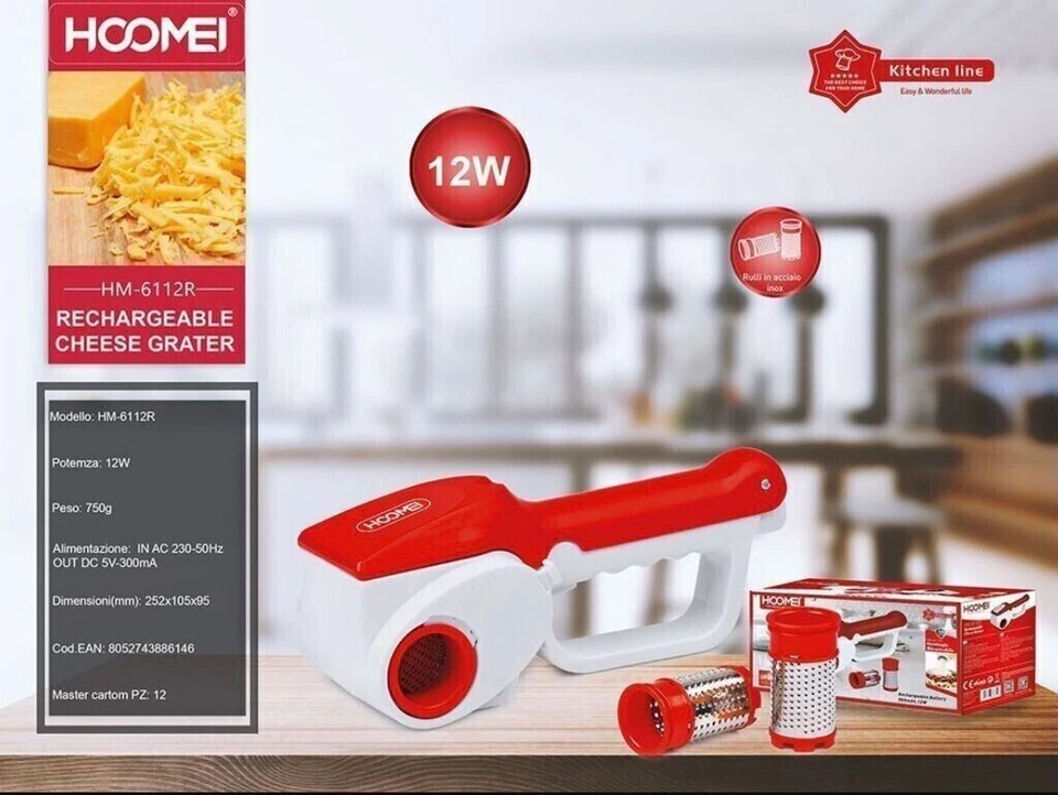 Cucina Casa HP8868 Grattugia Ricaricabile a Doppio Rullo - Bianca/Verde