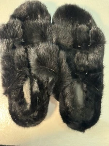 Confetti Mink Fur Slides With Rubber Bottoms Size 10 - Picture 1 of 4