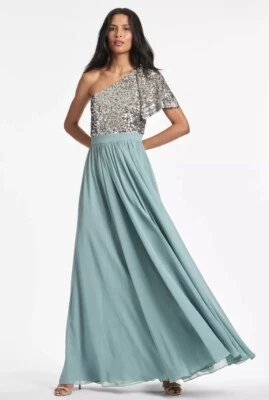 Vestido Sachin & Babi Talla 0 Jolie Plateado Acero Azul Cóctel Baile de graduación Vestido Formal $995 Foto 1 de 4